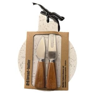 Bread + Butter Marble 3 Piece Cheese Set Board Utensils NWT Hostess Gift‎